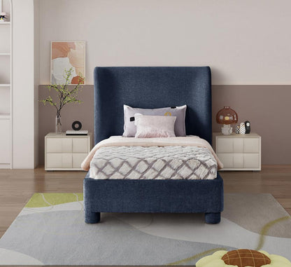 Meridian Furniture - Penny Navy Chenille Fabric Twin Bed - B1207Navy-T veiw 4