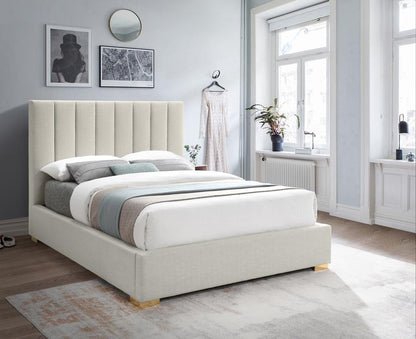 Meridian Furniture - Pierce Beige Linen Textured Fabric Full Bed - PierceBeige-F veiw 3