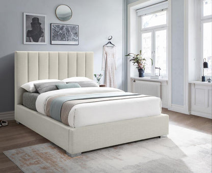 Meridian Furniture - Pierce Beige Linen Textured Fabric Full Bed - PierceBeige-F veiw 4