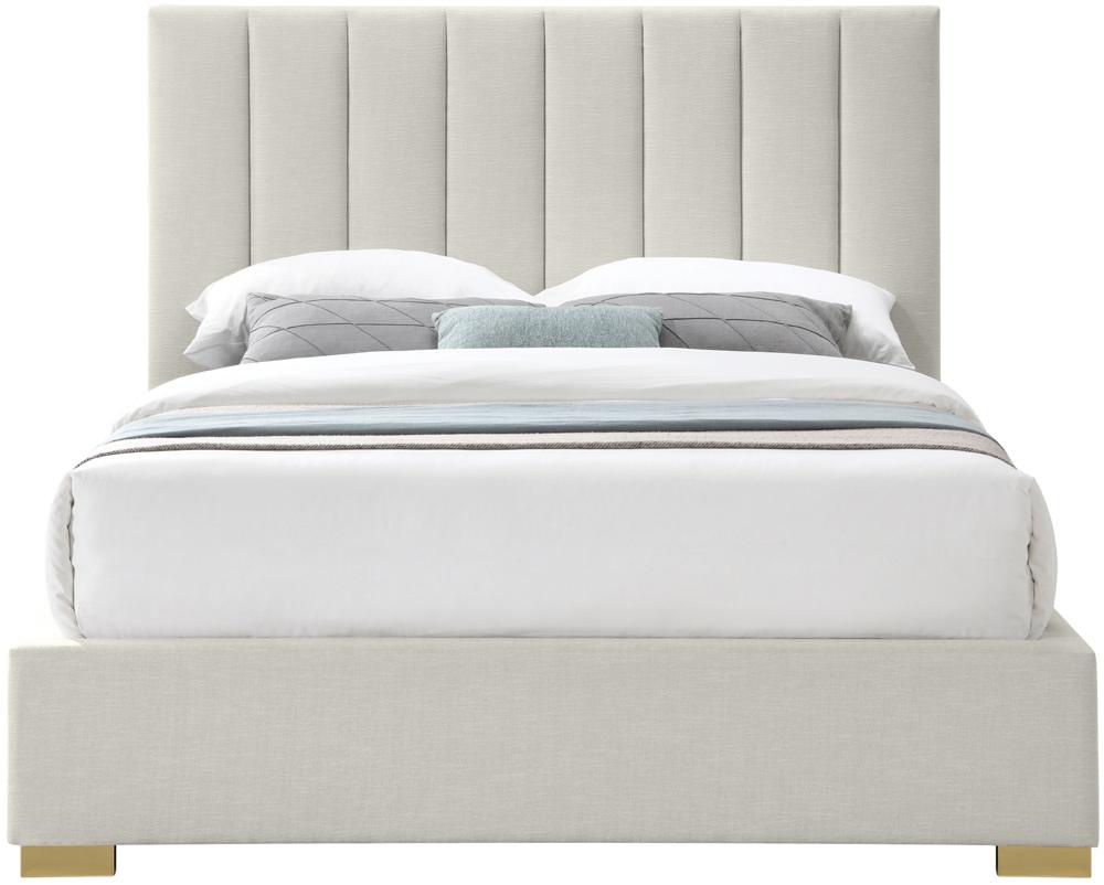 Meridian Furniture - Pierce Beige Linen Textured Fabric Full Bed - PierceBeige-F veiw 5