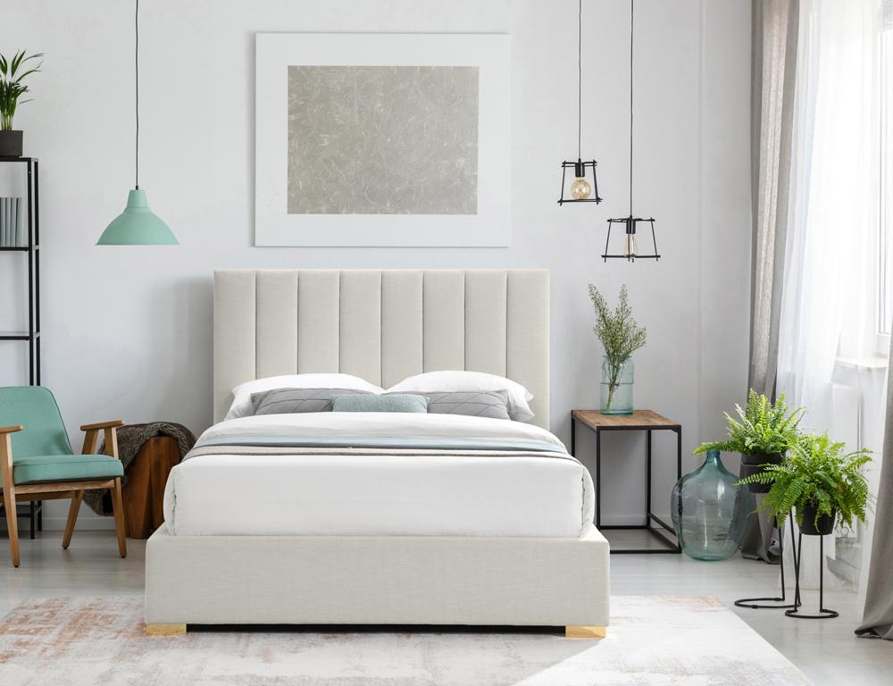 Meridian Furniture - Pierce Beige Linen Textured Fabric Full Bed - PierceBeige-F veiw 7