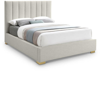 Meridian Furniture - Pierce Beige Linen Textured Fabric King Bed - PierceBeige-K veiw 1