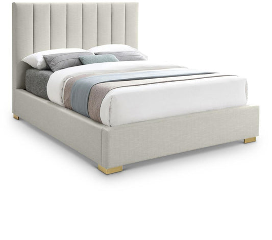 Meridian Furniture - Pierce Beige Linen Textured Fabric King Bed - PierceBeige-K veiw 1