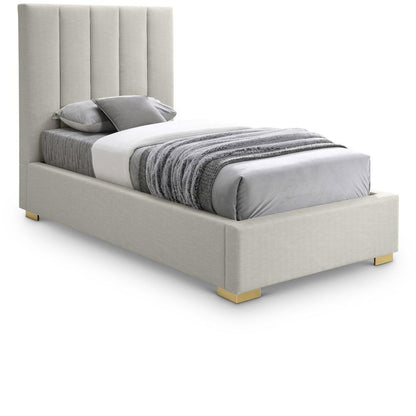 Meridian Furniture - Pierce Beige Linen Textured Fabric Twin Bed - PierceBeige-T veiw 1