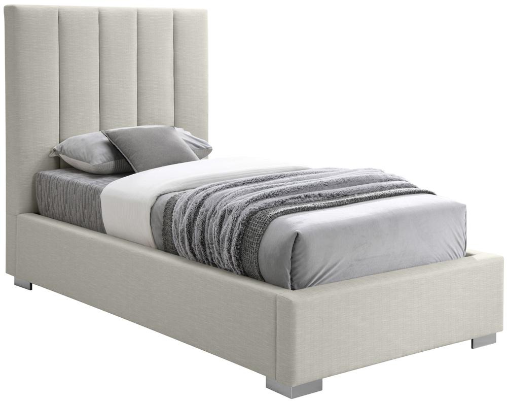 Meridian Furniture - Pierce Beige Linen Textured Fabric Twin Bed - PierceBeige-T veiw 2