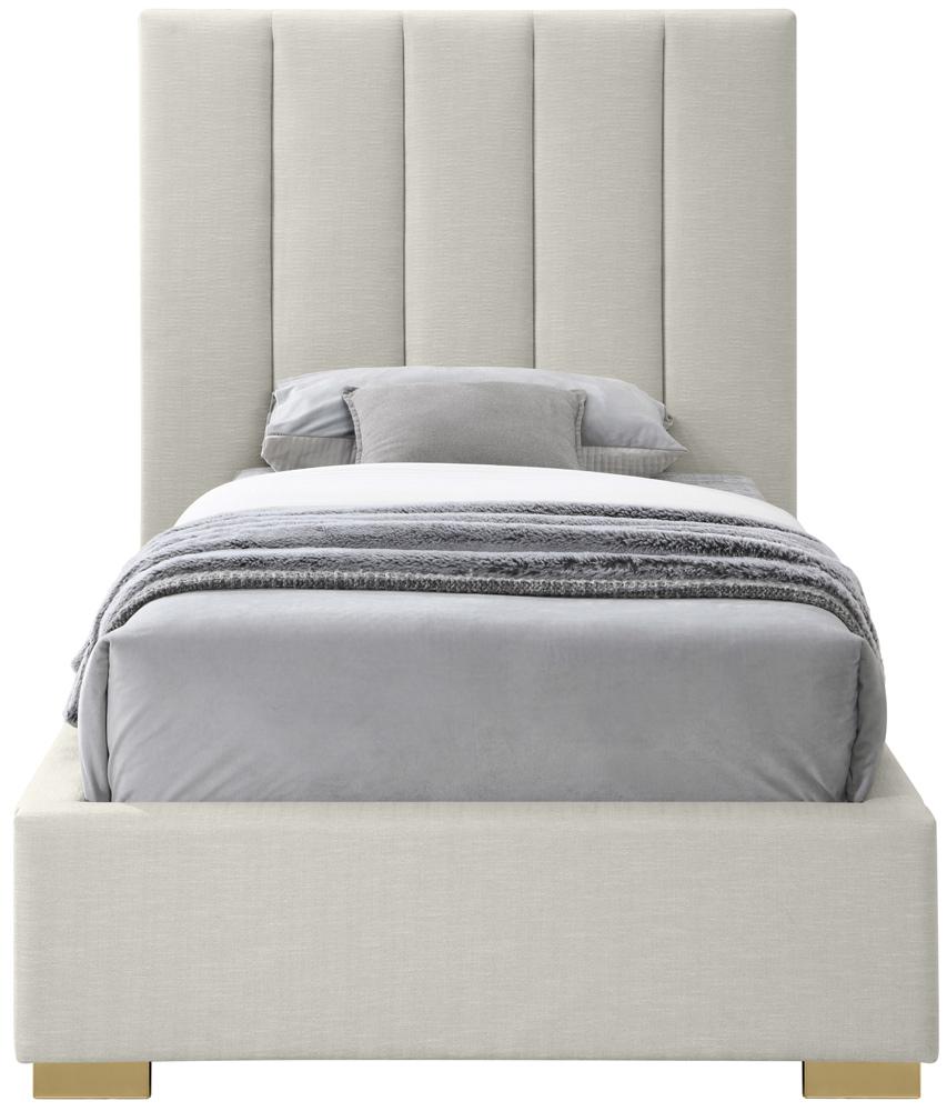 Meridian Furniture - Pierce Beige Linen Textured Fabric Twin Bed - PierceBeige-T veiw 5
