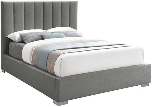 Meridian Furniture - Pierce Grey Linen Textured Fabric Full Bed - PierceGrey-F veiw 2