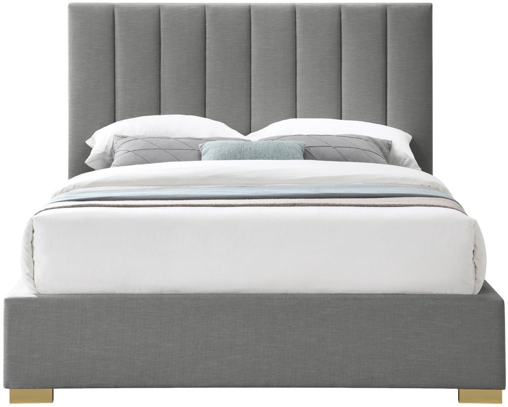 Meridian Furniture - Pierce Grey Linen Textured Fabric Full Bed - PierceGrey-F veiw 5