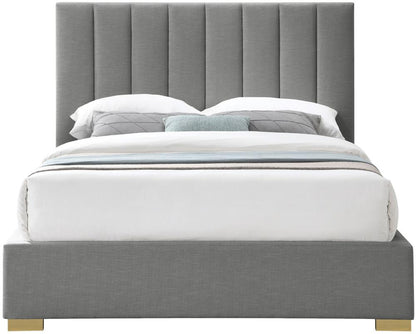 Meridian Furniture - Pierce Grey Linen Textured Fabric Full Bed - PierceGrey-F veiw 5