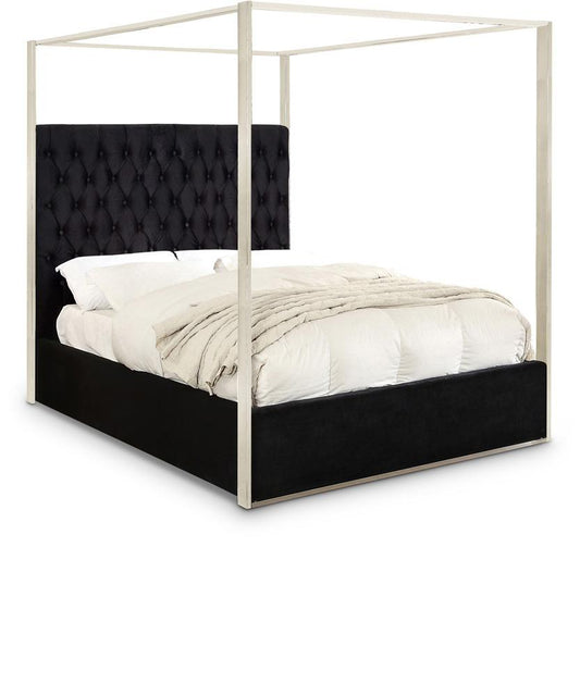 Meridian Furniture - Porter Black Velvet King Bed - PorterBlack-K veiw 1