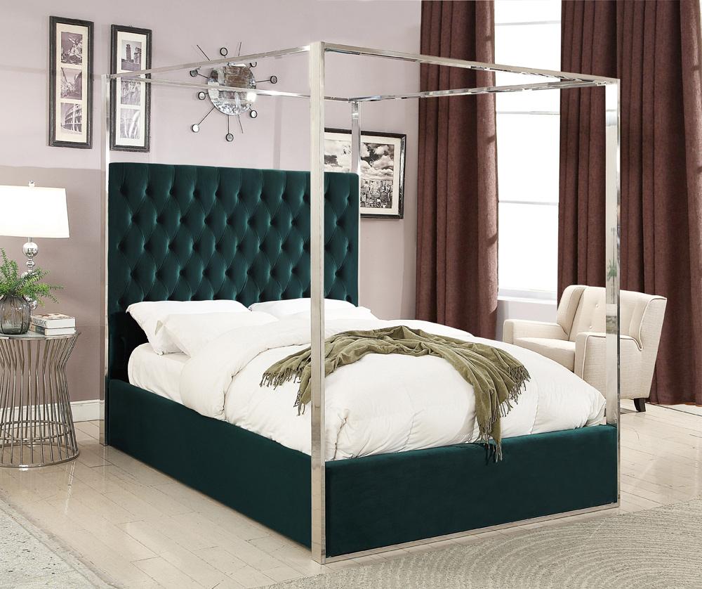 Meridian Furniture - Porter Green Velvet Queen Bed - PorterGreen-Q veiw 2