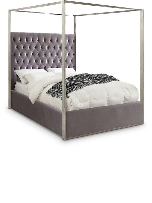 Meridian Furniture - Porter Grey Velvet King Bed - PorterGrey-K veiw 1