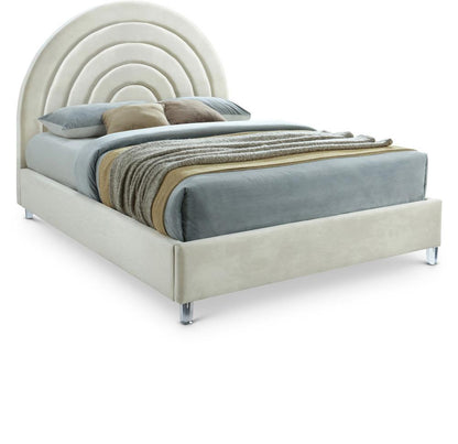 Meridian Furniture - Rainbow Cream Velvet Full Bed - RainbowCream-F veiw 1