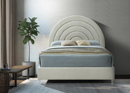 Meridian Furniture - Rainbow Cream Velvet Full Bed - RainbowCream-F veiw 4