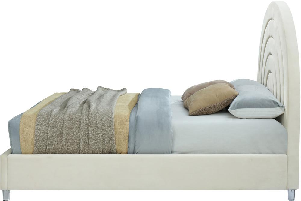 Meridian Furniture - Rainbow Cream Velvet Full Bed - RainbowCream-F veiw 5