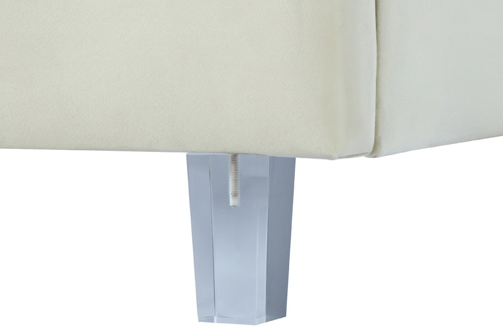 Meridian Furniture - Rainbow Cream Velvet Full Bed - RainbowCream-F veiw 6
