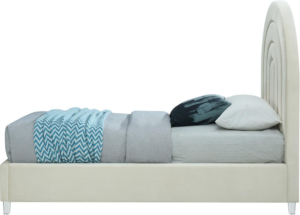 Meridian Furniture - Rainbow Cream Velvet Twin Bed - RainbowCream-T veiw 5