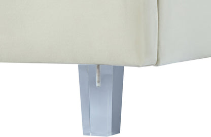 Meridian Furniture - Rainbow Cream Velvet Twin Bed - RainbowCream-T veiw 6