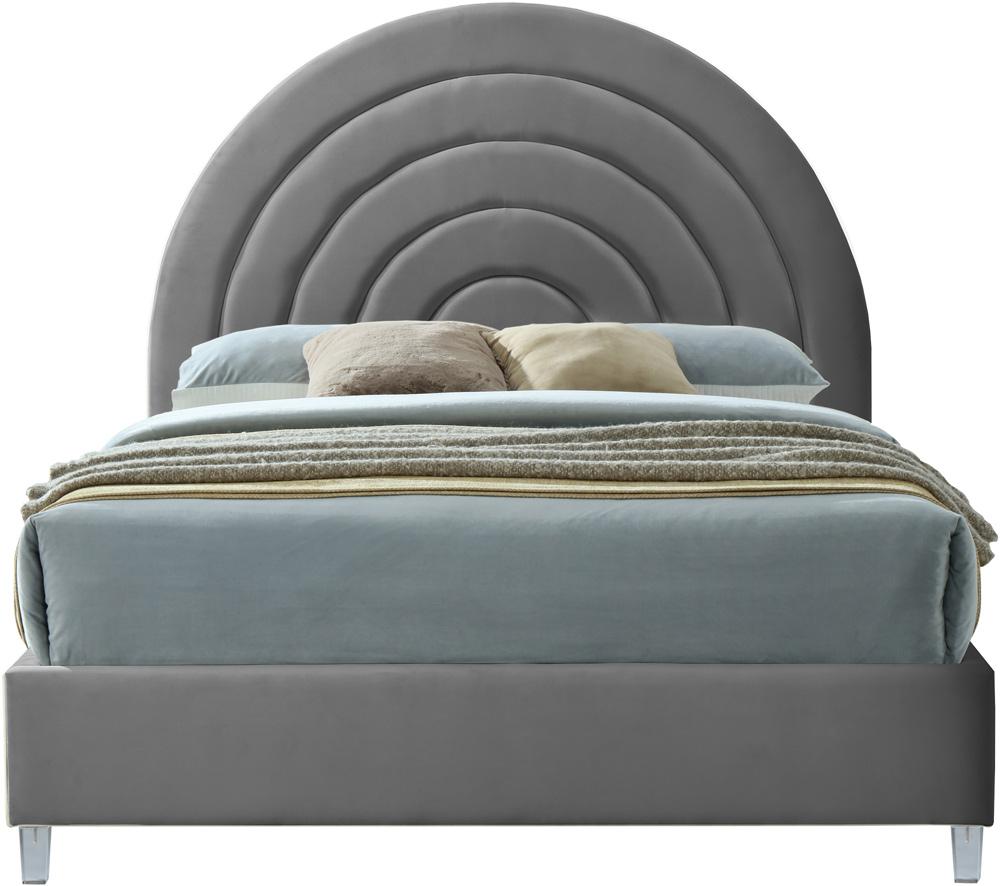 Meridian Furniture - Rainbow Grey Velvet King Bed - RainbowGrey-K veiw 3