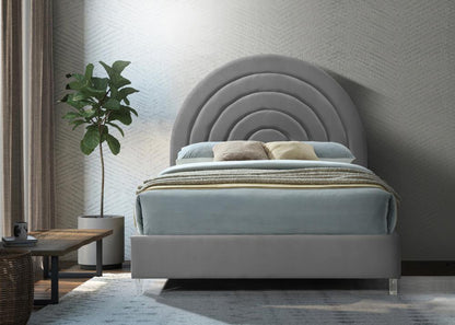 Meridian Furniture - Rainbow Grey Velvet King Bed - RainbowGrey-K veiw 4