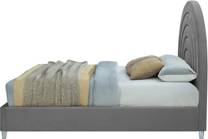 Meridian Furniture - Rainbow Grey Velvet King Bed - RainbowGrey-K veiw 5