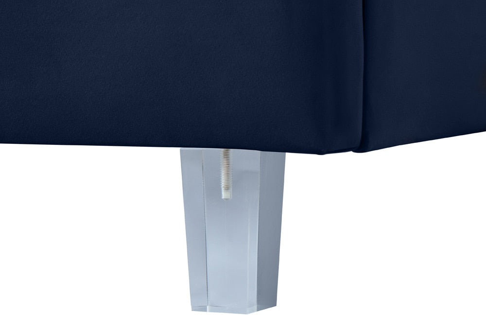 Meridian Furniture - Rainbow Navy Velvet Queen Bed - RainbowNavy-Q veiw 6