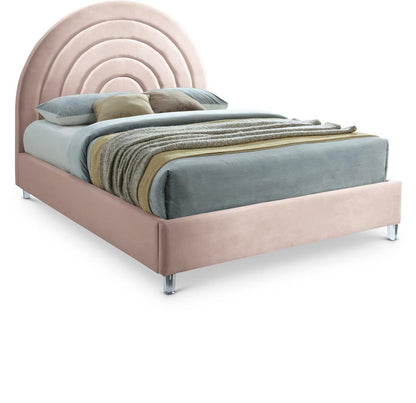 Meridian Furniture - Rainbow Pink Velvet Full Bed - RainbowPink-F veiw 1