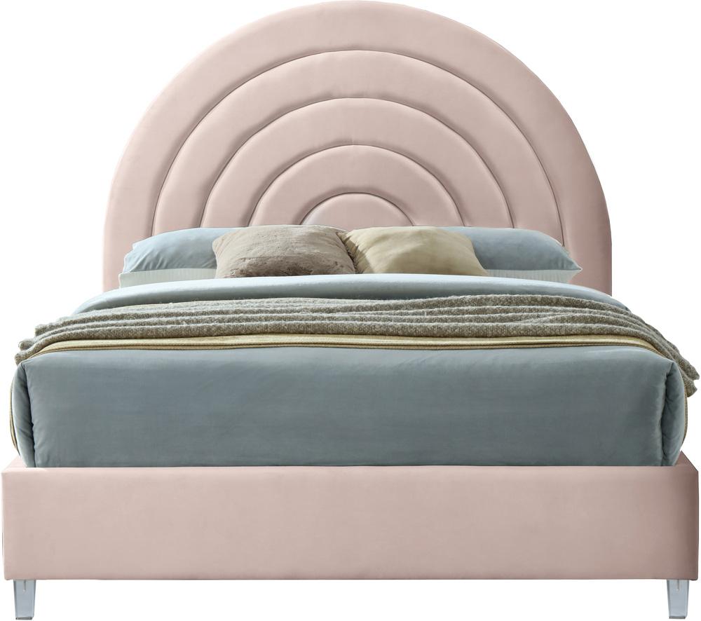 Meridian Furniture - Rainbow Pink Velvet Full Bed - RainbowPink-F veiw 3
