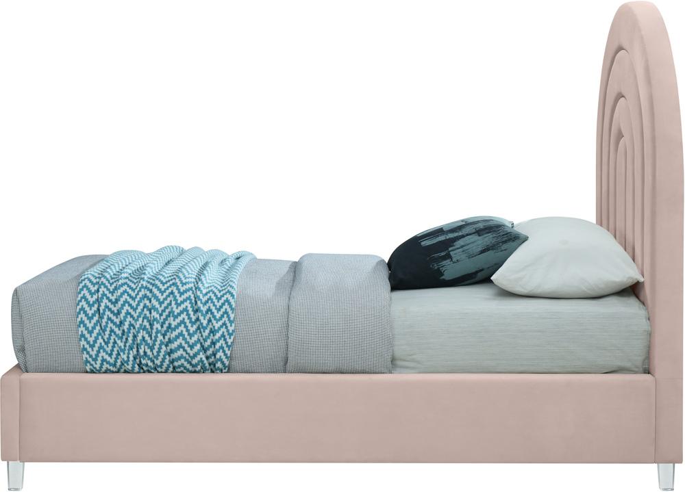 Meridian Furniture - Rainbow Pink Velvet Twin Bed - RainbowPink-T veiw 5