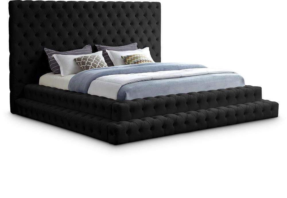 Meridian Furniture - Revel Black Velvet King Bed - RevelBlack-K veiw 1