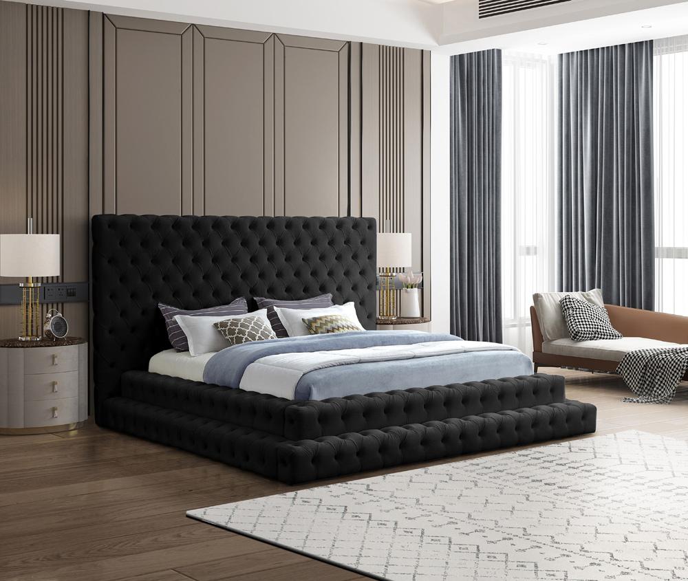 Meridian Furniture - Revel Black Velvet King Bed - RevelBlack-K veiw 2