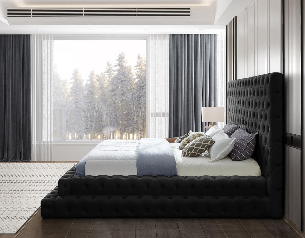 Meridian Furniture - Revel Black Velvet King Bed - RevelBlack-K veiw 5