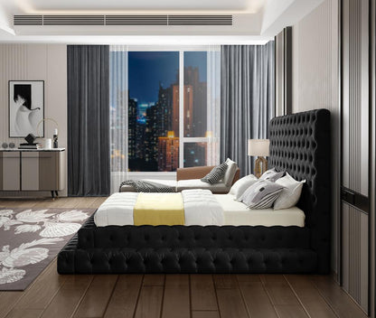Meridian Furniture - Revel Black Velvet Queen Bed - RevelBlack-Q veiw 5