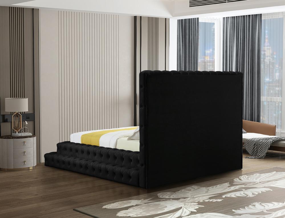 Meridian Furniture - Revel Black Velvet Queen Bed - RevelBlack-Q veiw 6