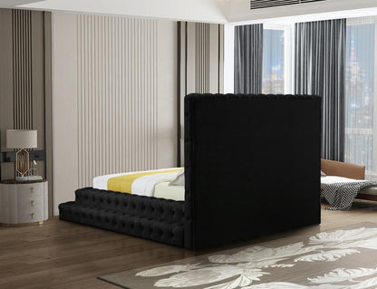 Meridian Furniture - Revel Black Velvet Queen Bed - RevelBlack-Q veiw 6