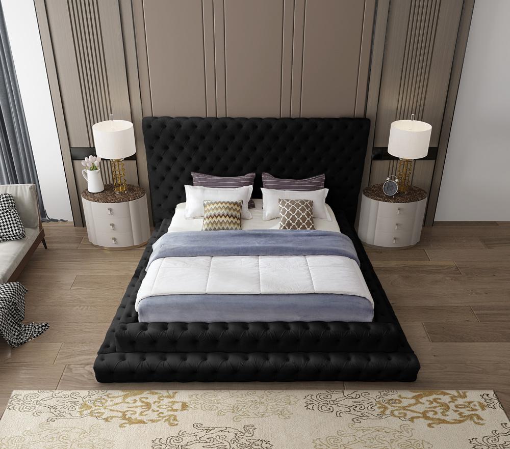 Meridian Furniture - Revel Black Velvet Queen Bed - RevelBlack-Q veiw 7