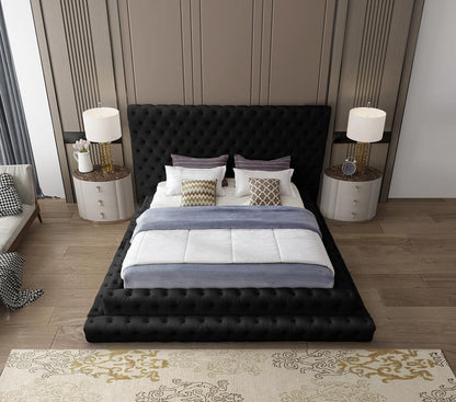Meridian Furniture - Revel Black Velvet Queen Bed - RevelBlack-Q veiw 7