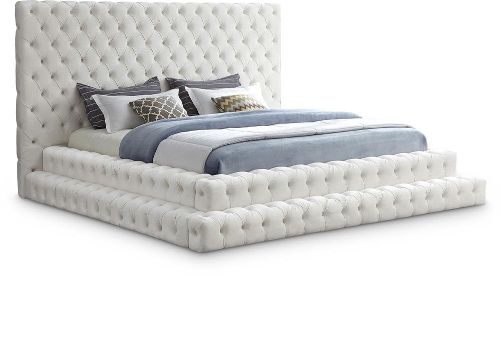 Meridian Furniture - Revel Cream Velvet King Bed - RevelCream-K veiw 1