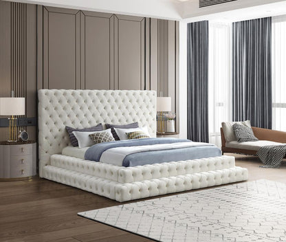 Meridian Furniture - Revel Cream Velvet King Bed - RevelCream-K veiw 2
