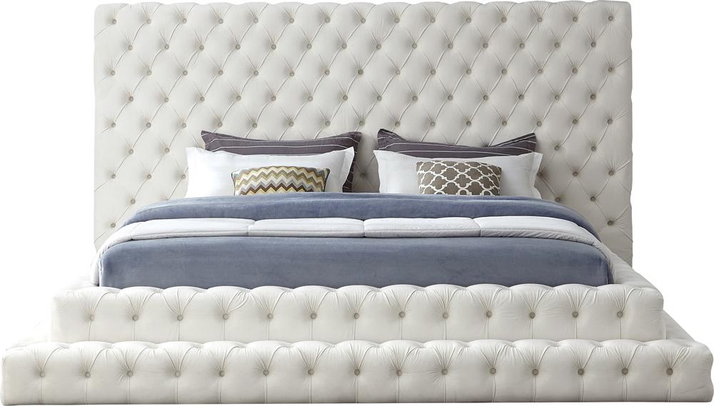 Meridian Furniture - Revel Cream Velvet King Bed - RevelCream-K veiw 3