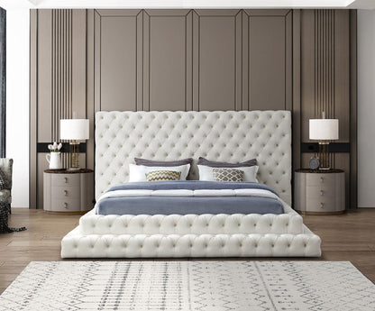 Meridian Furniture - Revel Cream Velvet King Bed - RevelCream-K veiw 4