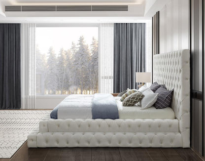 Meridian Furniture - Revel Cream Velvet King Bed - RevelCream-K veiw 5
