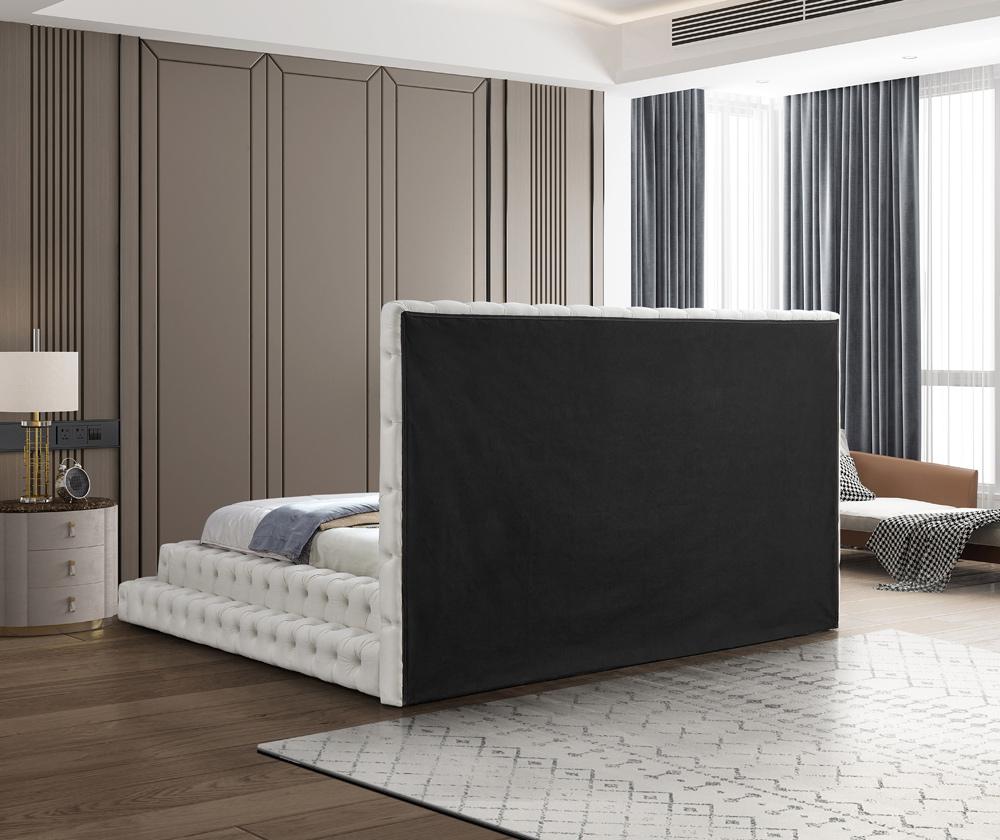 Meridian Furniture - Revel Cream Velvet King Bed - RevelCream-K veiw 6
