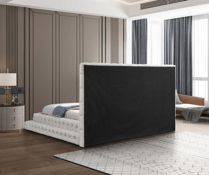 Meridian Furniture - Revel Cream Velvet King Bed - RevelCream-K veiw 6