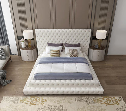Meridian Furniture - Revel Cream Velvet King Bed - RevelCream-K veiw 7