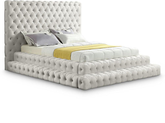 Meridian Furniture - Revel Cream Velvet Queen Bed - RevelCream-Q veiw 1