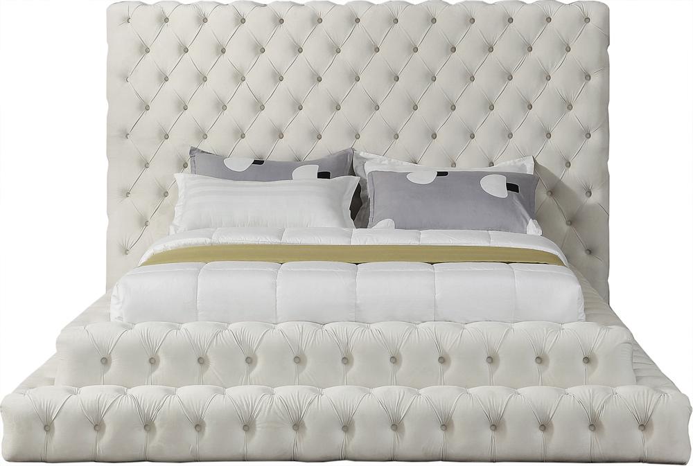 Meridian Furniture - Revel Cream Velvet Queen Bed - RevelCream-Q veiw 3