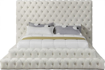 Meridian Furniture - Revel Cream Velvet Queen Bed - RevelCream-Q veiw 3