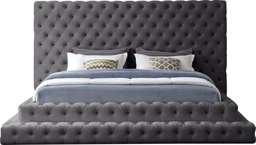 Meridian Furniture - Revel Grey Velvet King Bed - RevelGrey-K veiw 3