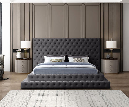 Meridian Furniture - Revel Grey Velvet King Bed - RevelGrey-K veiw 4
